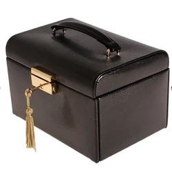 Lille smykkeskrin sort læder, flot reptilpræg fra Droma.com